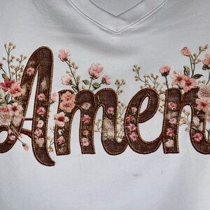 Terra & Sky White Floral Long Sleeve Custom Tee